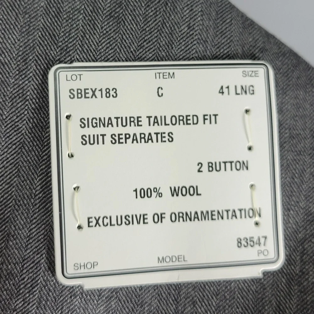 JOS A BANK Men's Sport Coat Blazer Two Button Gray Herringbone Size 41L NEW‎